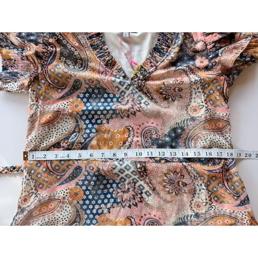 NEW Alden Adair Courtney Chiffon Mini Dress with Rope Belt in Paisley Patch Sz S - Picture 12 of 12